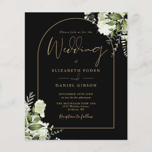 Budget Black And Gold Arch Floral Wedding Invite