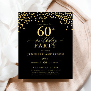 Budget Black And Gold Script Sixty 60th Birthday