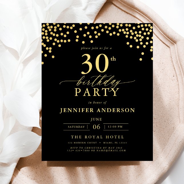 Budget Black And Gold Script Thirty 30th Birthday (Creator Uploaded)