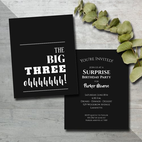 Budget Black and White 30th Birthday Invitations