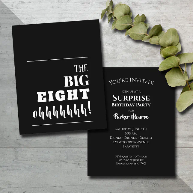 Budget Black and White 80th Birthday Invitations Zazzle