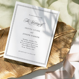 Budget Black and White Elegance Wedding Invitation