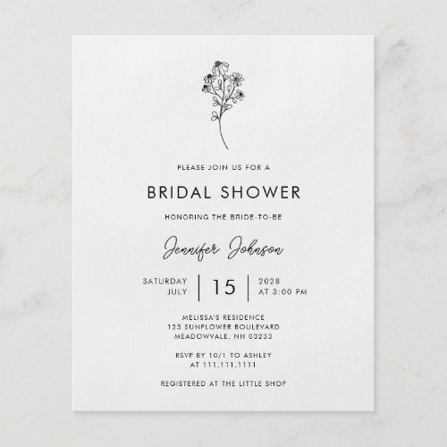 BUDGET Black And White Floral Bridal Shower Invite Flyer