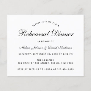 Budget Black and White Minimalist Rehearsal Dinner