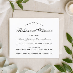 Budget Black and White Minimalist Rehearsal Dinner