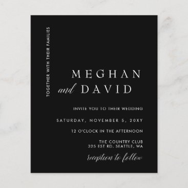 Budget Black and White Modern Wedding Invitation