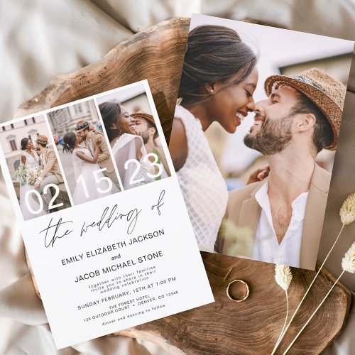 Budget Black and White Photo Wedding Invitation