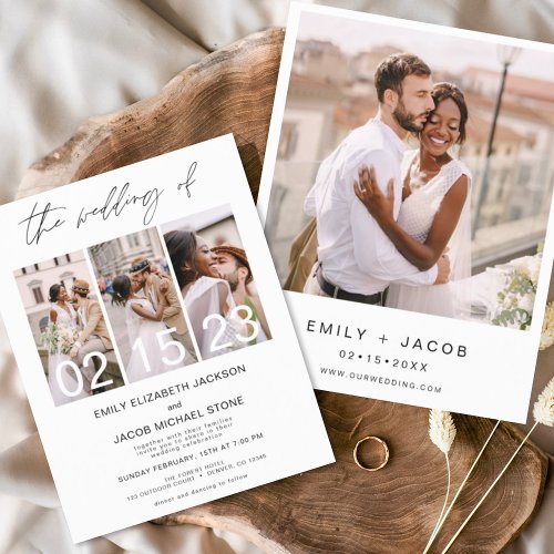 Budget Black and White Photo Wedding Invitation