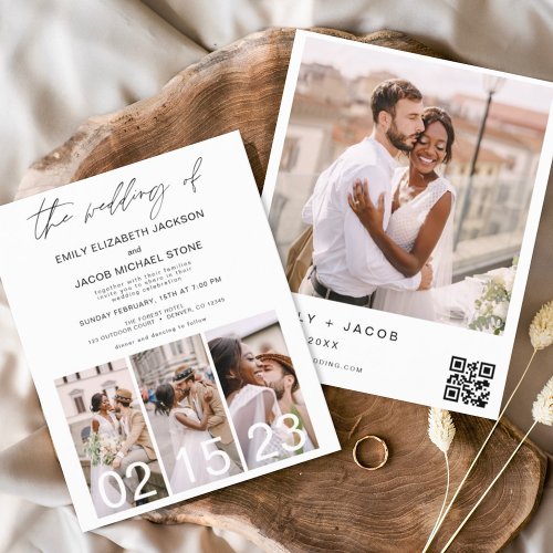 Budget Black and White Photo Wedding Invitation