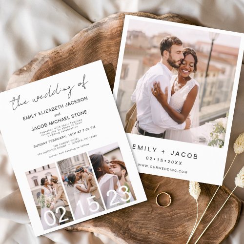 Budget Black and White Photo Wedding Invitation