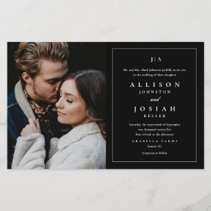 Budget Black and White Photo Wedding Invitation