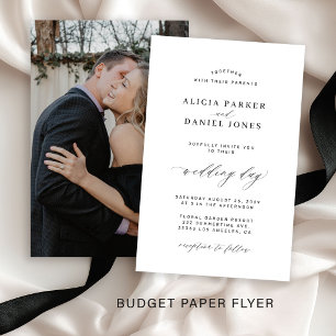 Budget black and white photo wedding invitation flyer