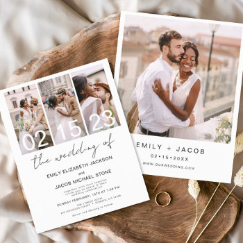 Budget Black And White Photo Wedding Invitation Flyer by Hot_Foil_Creations at Zazzle