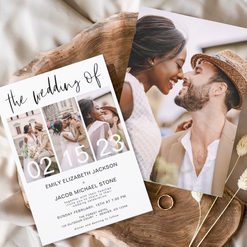 Budget Black and White Photo Wedding Invitation Flyer