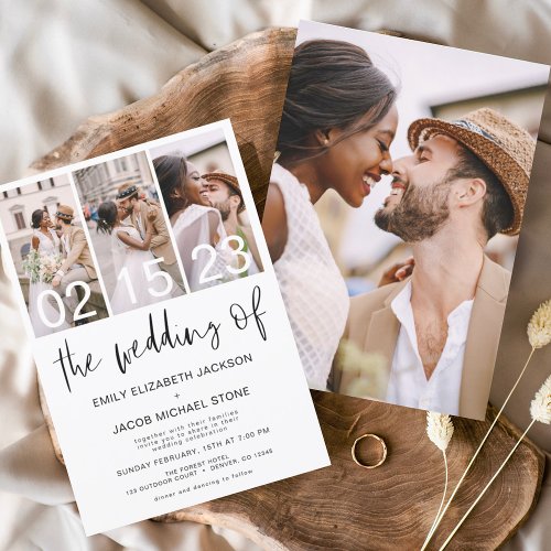 Budget Black and White Photo Wedding Invitation Flyer