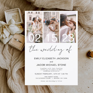 Budget Black and White Photo Wedding Invitation Flyer