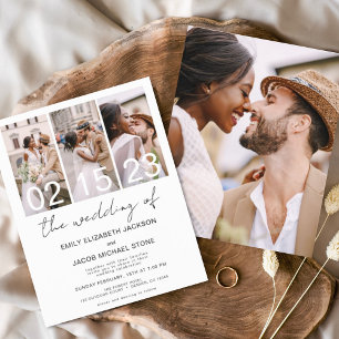 Budget Black and White Photo Wedding Invitation Flyer