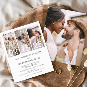 Budget Black and White Photo Wedding Invitation Flyer