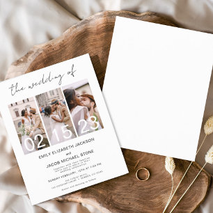 Budget Black and White Photo Wedding Invitation Flyer