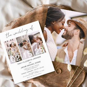 Budget Black and White Photo Wedding Invitation Flyer