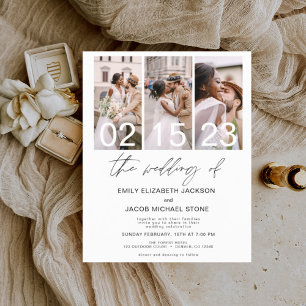 Budget Black and White Photo Wedding Invitation Flyer