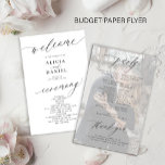 Budget black and white photo wedding program flyer<br><div class="desc">Modern simple minimalist black script trendy clean white ceremony and party cheap BUDGET wedding program paper flyer template featuring chic trendy romantic elegant calligraphy and custom photo overlay on the backside. Easy to personalize with your custom text and picture on both sides! PLEASE READ THIS BEFORE PURCHASING! This is a...</div>