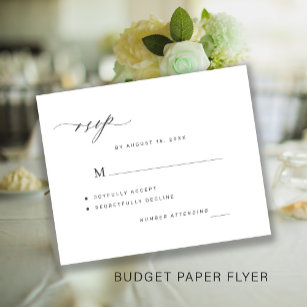 Budget black and white simple wedding RSVP Flyer