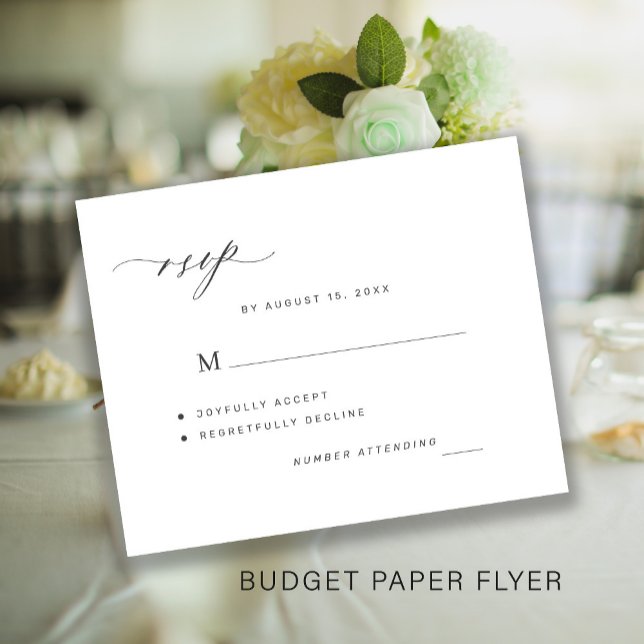Budget black and white simple wedding RSVP Flyer (Creator Uploaded)