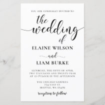 Budget Black and White  Wedding Invitation