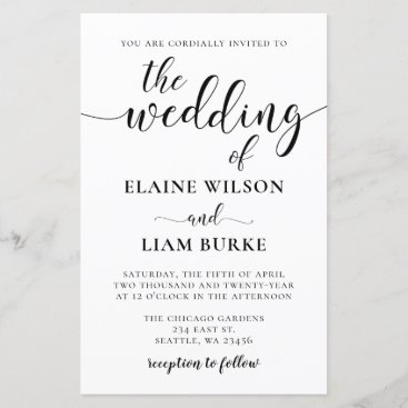 Budget Black and White  Wedding Invitation