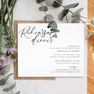Budget Black and White Wedding Rehearsal Dinner Flyer