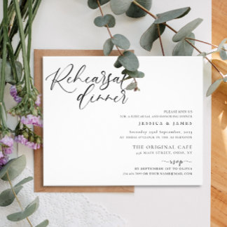 Budget Black and White Wedding Rehearsal Dinner Flyer