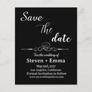 Budget Black and white Wedding Save the Date Flyer