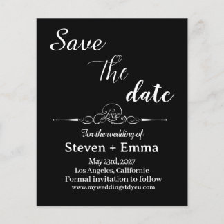 Budget Black and white Wedding Save the Date Flyer