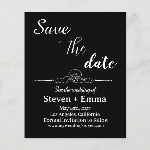 Budget Black and white Wedding Save the Date  Flyer