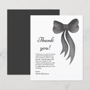 Budget Black Bow Bridal Shower Thank You Card 