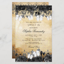 Budget Black Butterfly Sweet 16 Invitation