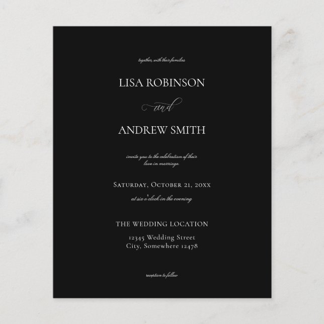 Budget Black Calligraphy Wedding Flyer (Front)