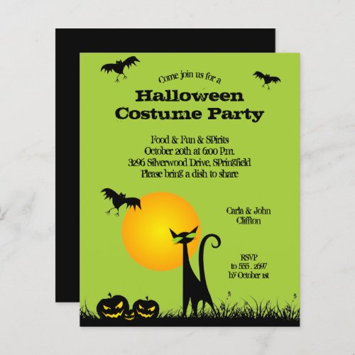 Budget Black Cat Halloween Invitations