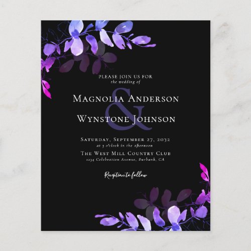 Budget Black Eucalyptus Wedding Invitation