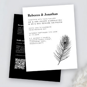 Budget Black Feather Wedding Invitation