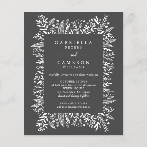 Budget Black Floral Line Art Wedding All_in_One 