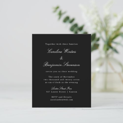 Budget Black Formal Elegant Wedding Invitation