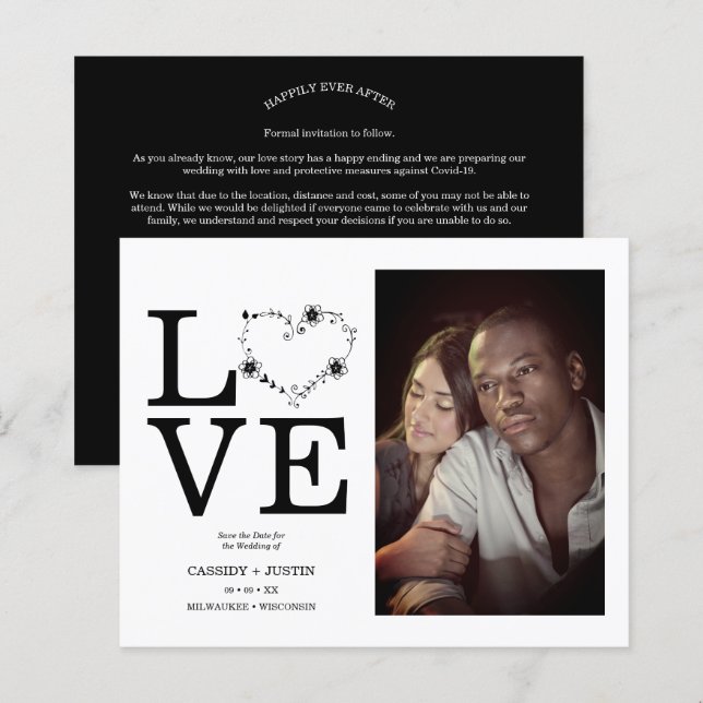 Budget Black Funny Floral Love Heart Custom Photo (Front/Back)