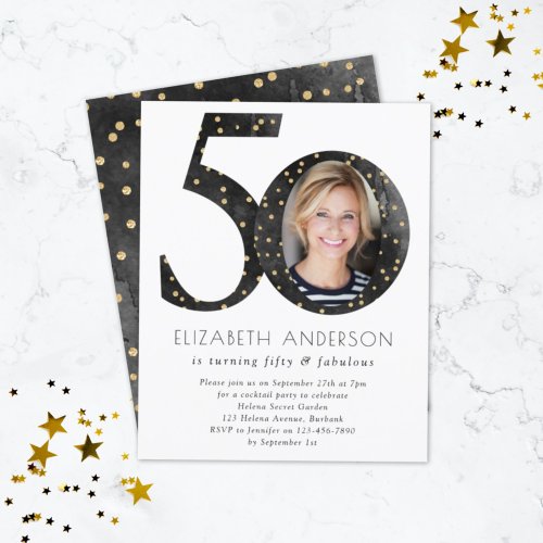 BUDGET Black Glitter 50  Fabulous Invitation