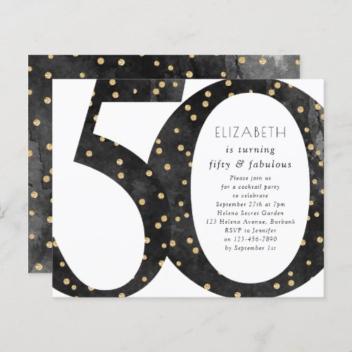BUDGET Black Glitter 50  Fabulous Invitation
