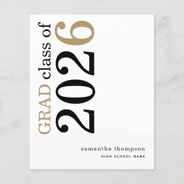 Budget Black Gold 2026 Graduation Announcement (Front)