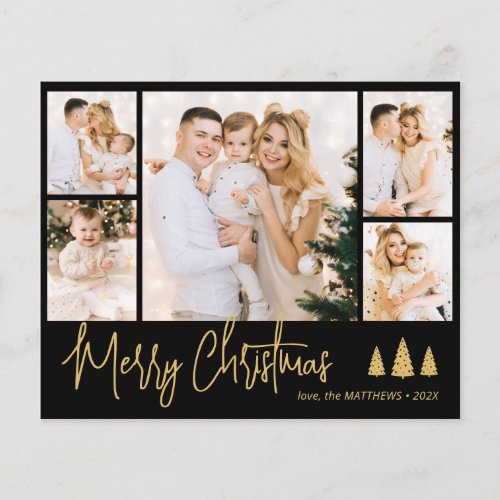 Budget Black Gold 5 Photo Christmas Holiday Flyer