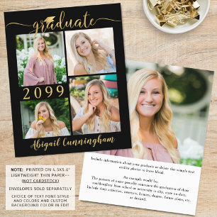 Budget Black Gold 5 Photo Graduate Announcement