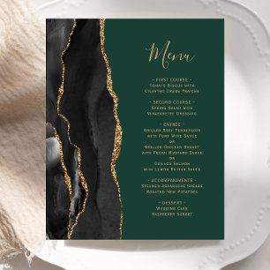 Budget Black Gold Agate Green Wedding Menu